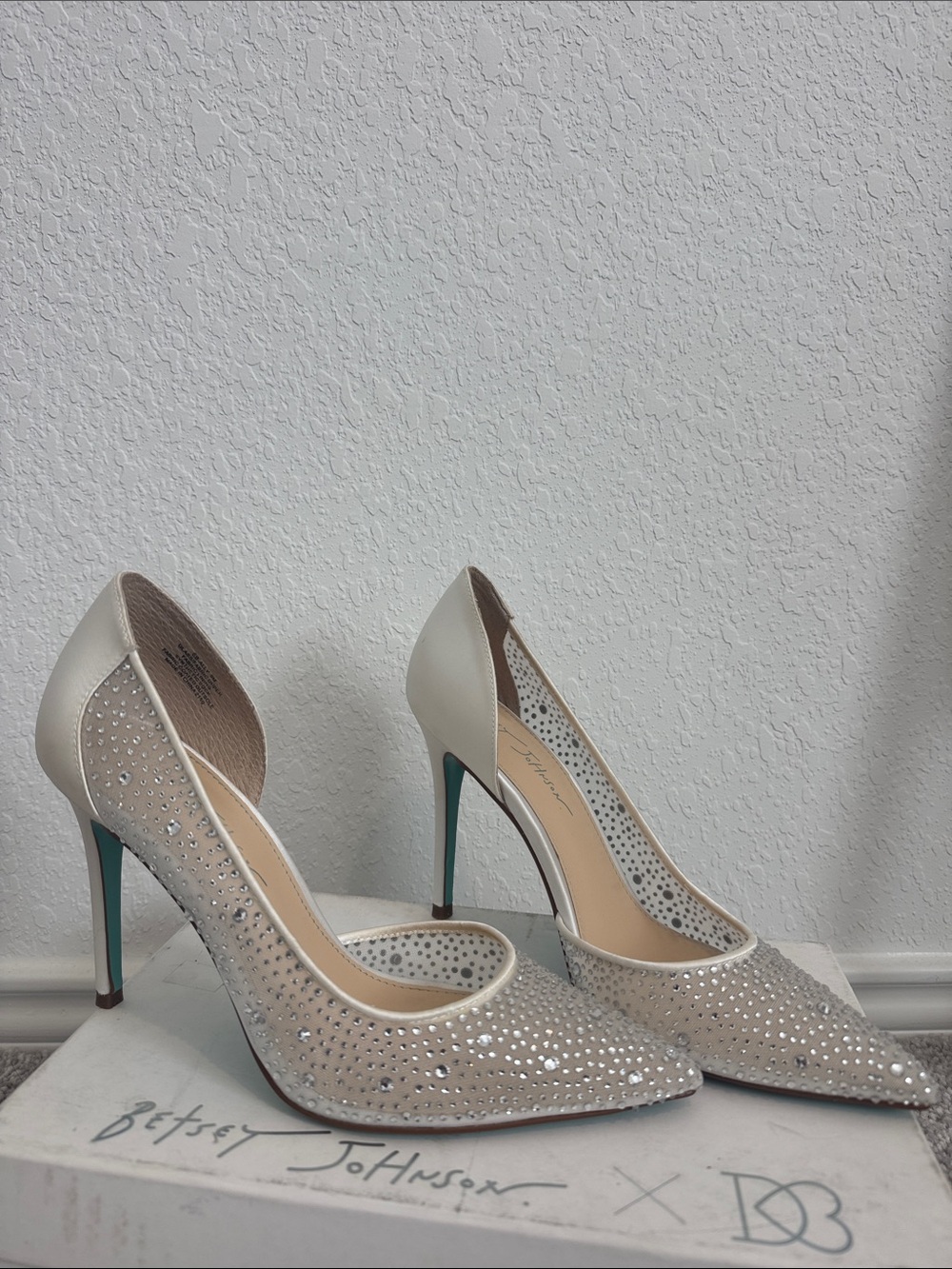 Betsey Johnson Ivory Crystal Pointed-Toe Stiletto Pumps